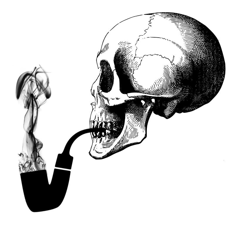 Pipe smoking skull