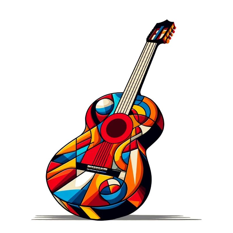 Guitare classique multicolore style cubiste