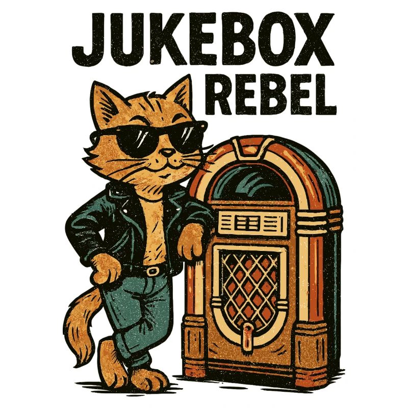 Rockabilly Jukebox Cool Cat Rebel Retro Gift
