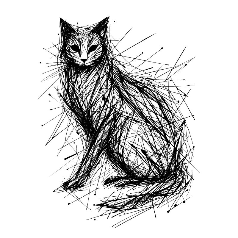 Croquis de chat abstrait