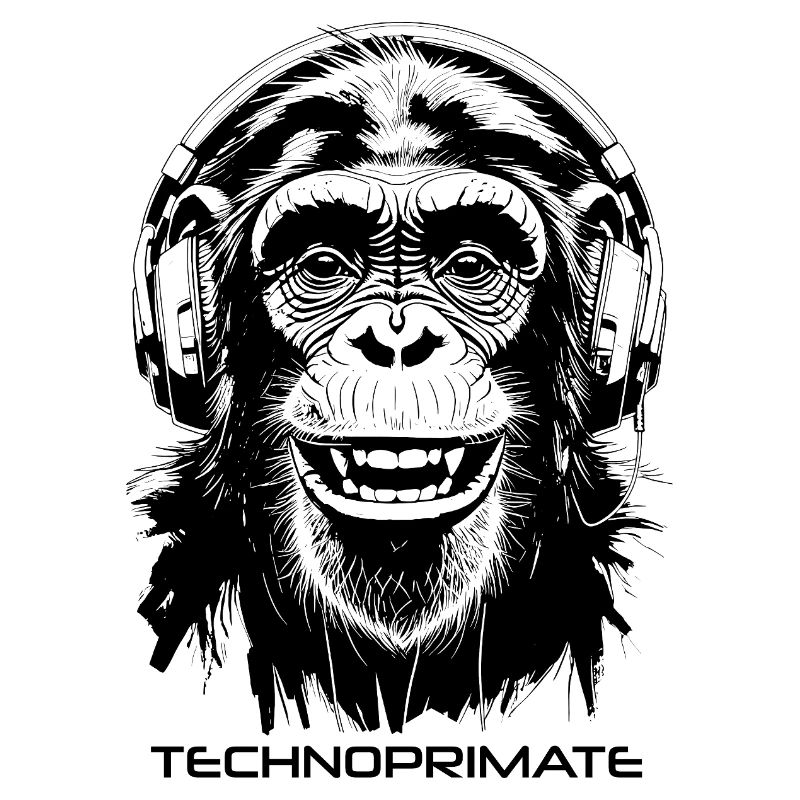 Techno Primate Kopfhörer Ape Art # 2 Schwarz