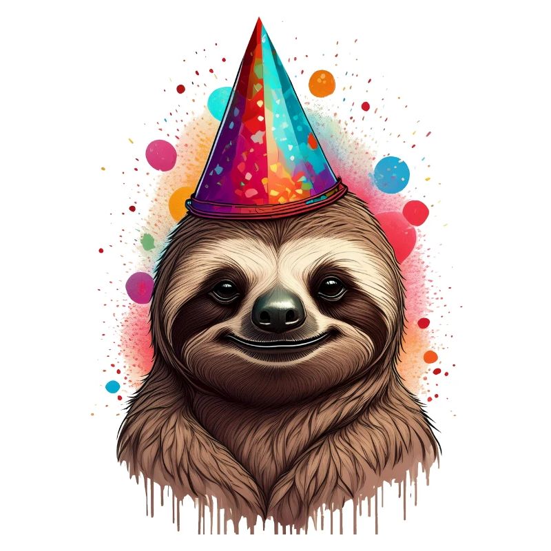 Faultier mit Partyhut