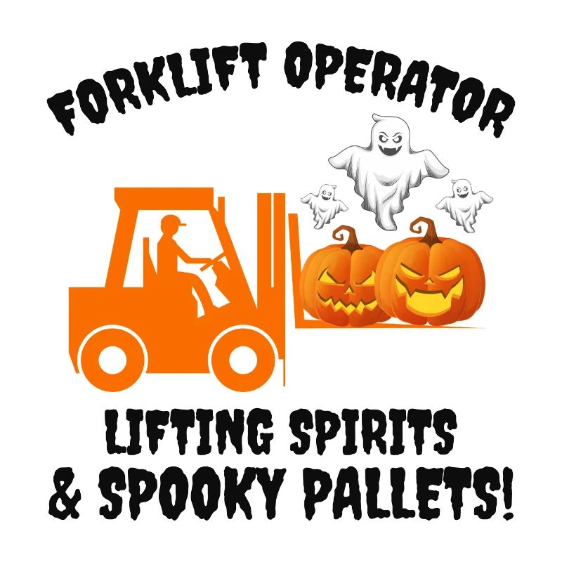 Halloween Ghost Forklift Operator Pumpkin Lifter