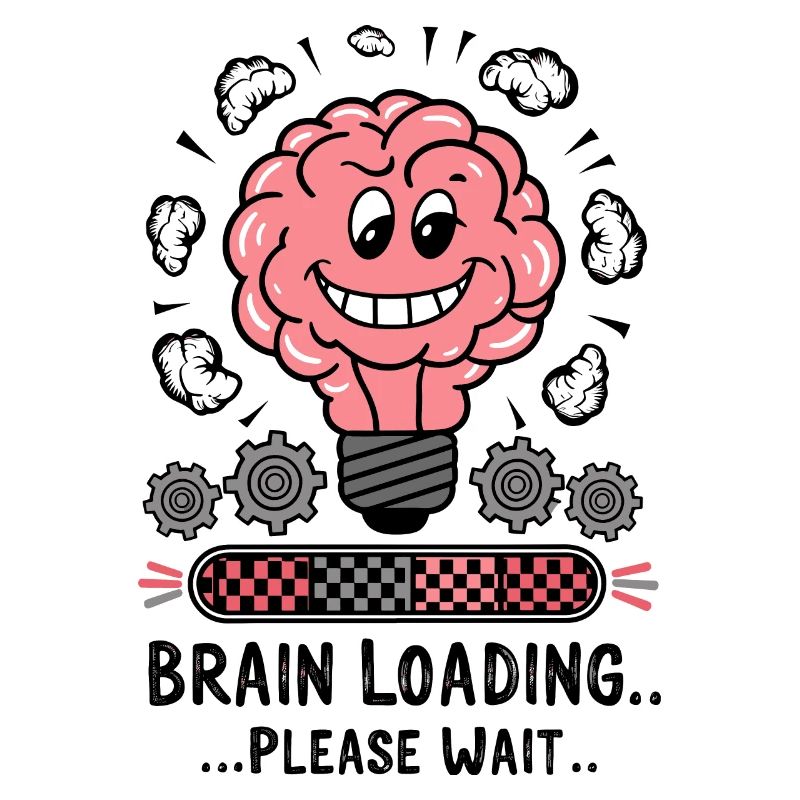 Brain Loading Bitte warten Lustiger Cartoon-Humor