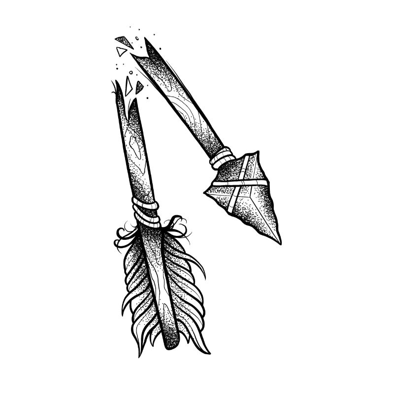 Dotwork gebrochener Pfeil