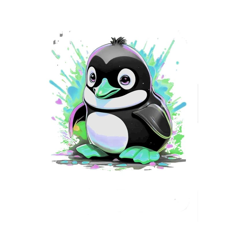 pingouin, bébé pingouin, bébé pingouin, graffiti, bleu