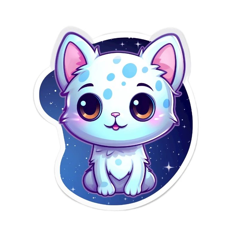 « Kitty Galaxy: Dessin animé mignon flottant dans l’espace »