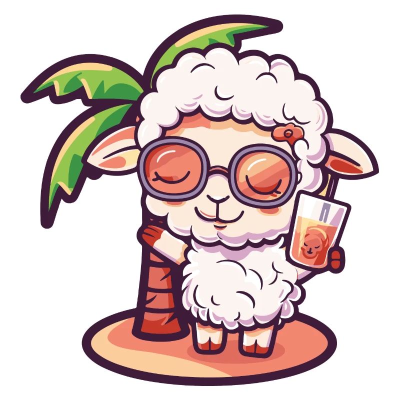 Sheep Summer Beach Comic