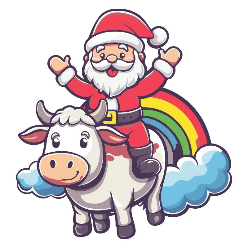 Kuh Weihnachtsmann Regenbogen