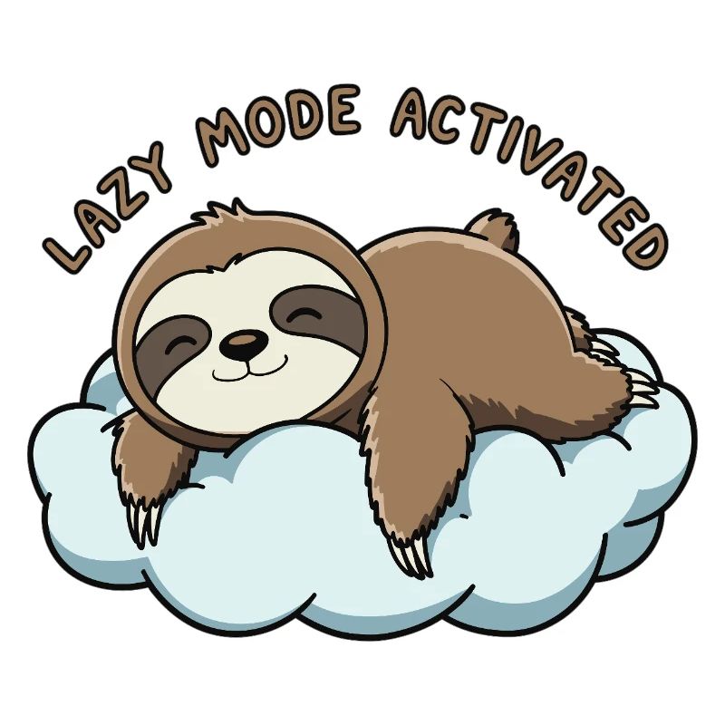Relaxed sloth on cloud
