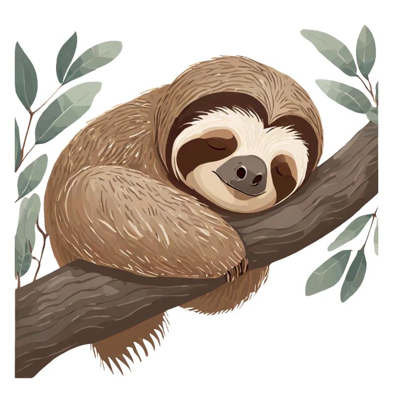 Cute sloth sleeping on a branch