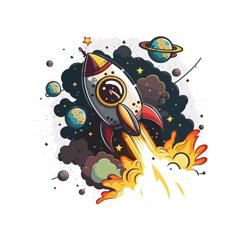 Cosmic Journey: Ein digitales Kunstwerk eines Raketenschiffs