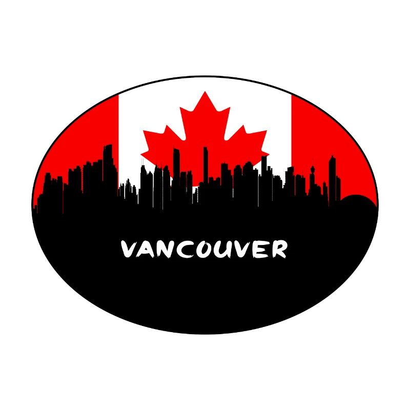 Vancouver Canada Drapeau Skyline Voyage Silhouette