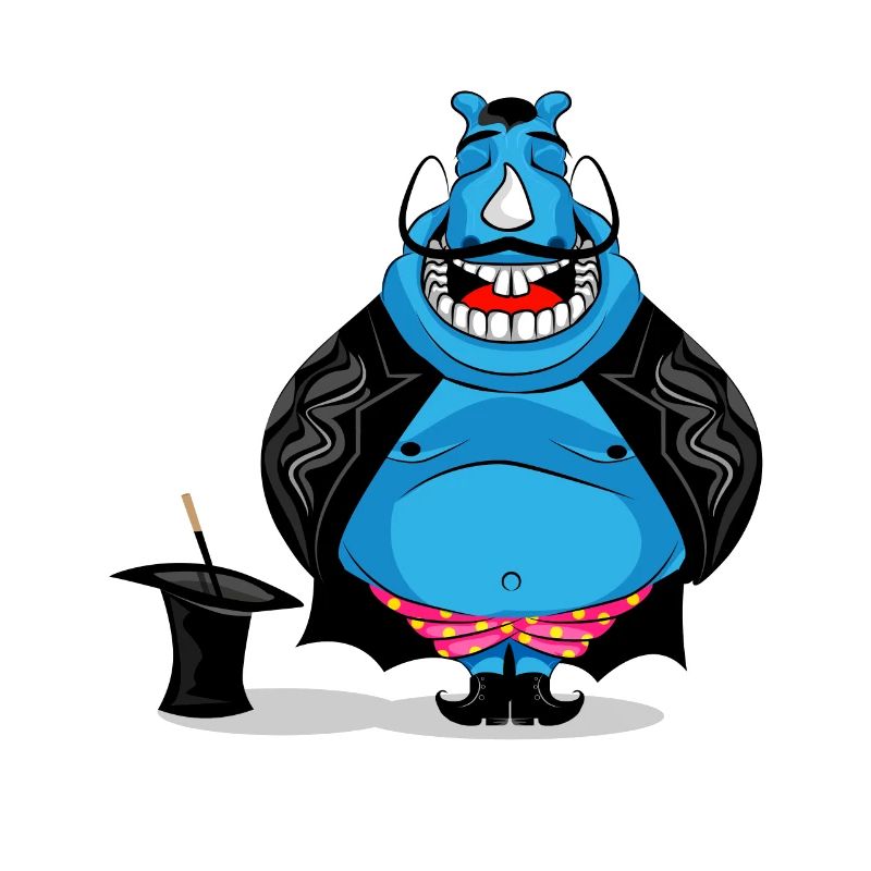 Hippopotame Magicien Doodle Art