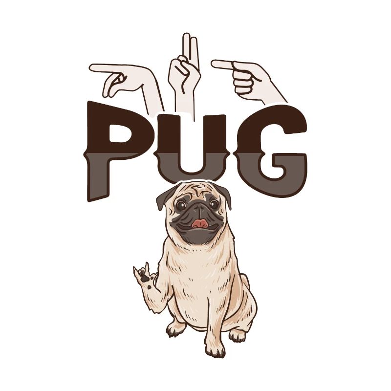 ILY Mops ASL Handgeste Taub Gebärdensprache
