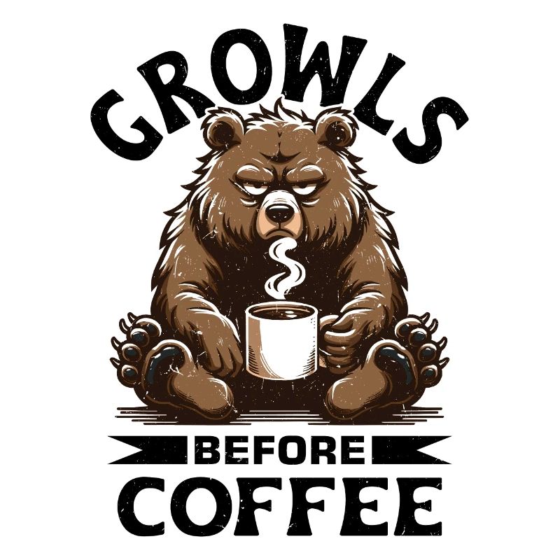 Grumpy bear with coffee