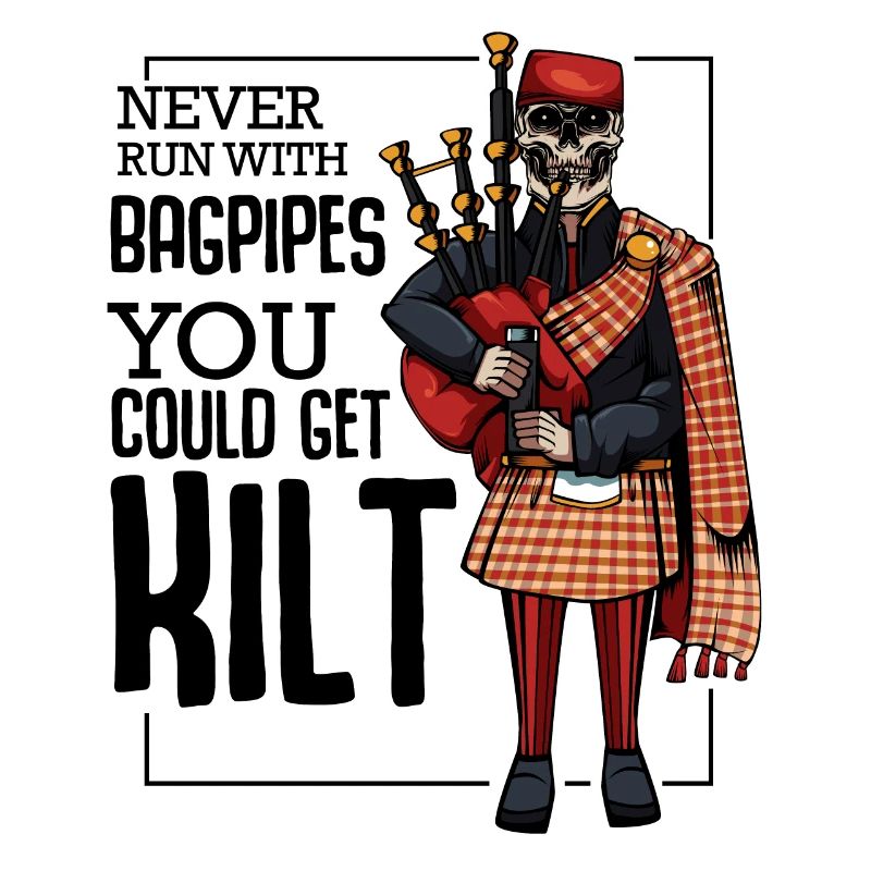 Cool Bagpipe Skull Pun Kilt Gift