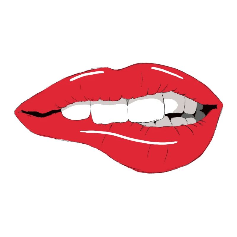 red lips biting