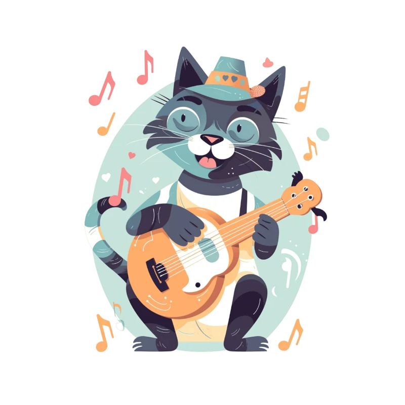 Süße Katze mit Gitarre