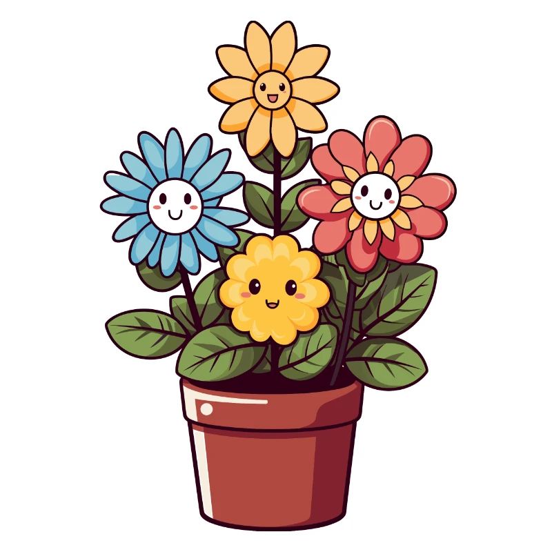 Fleurs riantes dans un pot de fleurs