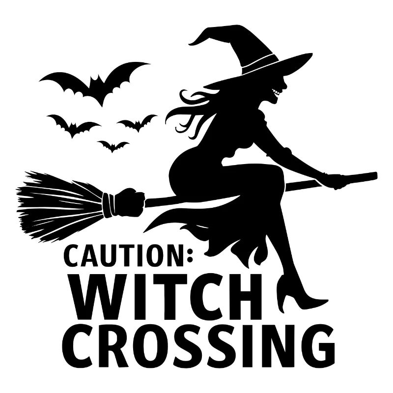 Halloween Witch Broom Caution Witch Crossing
