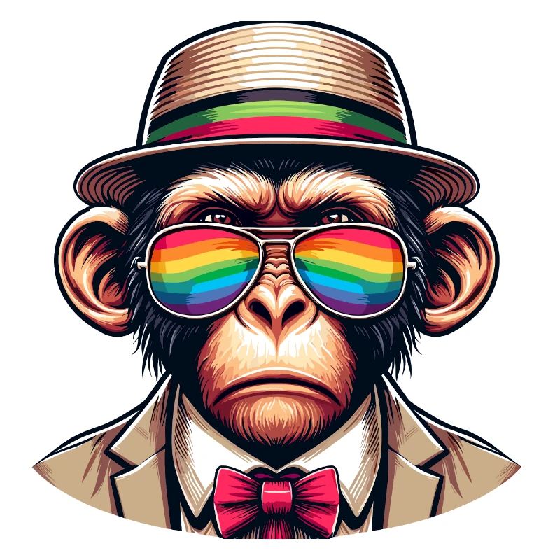Monkey with rainbow hat