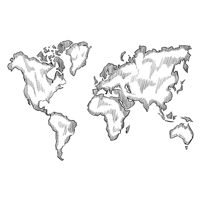 World map - drawn