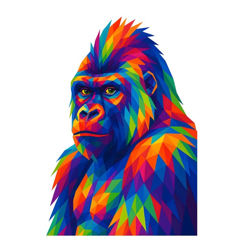 WPAP Polygon Style Animals - Gorilla Portrait