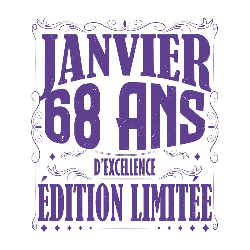 Janvier 68 ans. Cadeau 68 ans janvier anniversaire