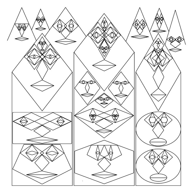 Three Tower Faces with Mountain Faces