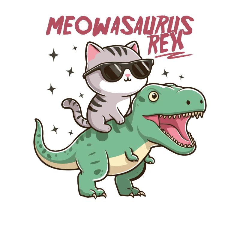 Chaton Cool sur T-Rex Drôle Tendance Dinosaure