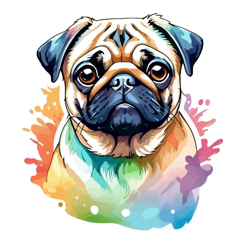 Mops Wasserfarben