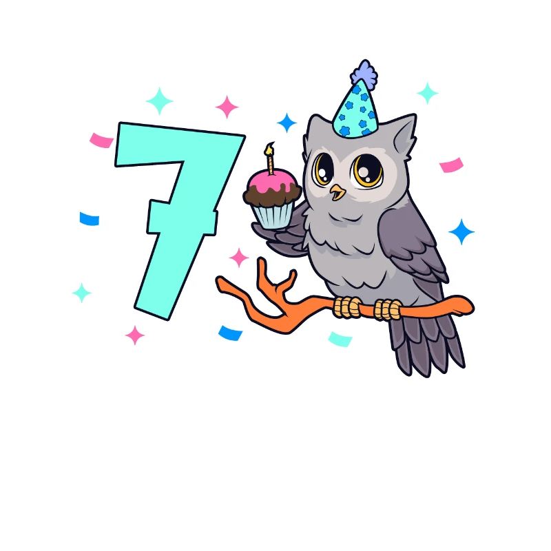 Mit Eule - Kinder Geburtstag 7 Jahre