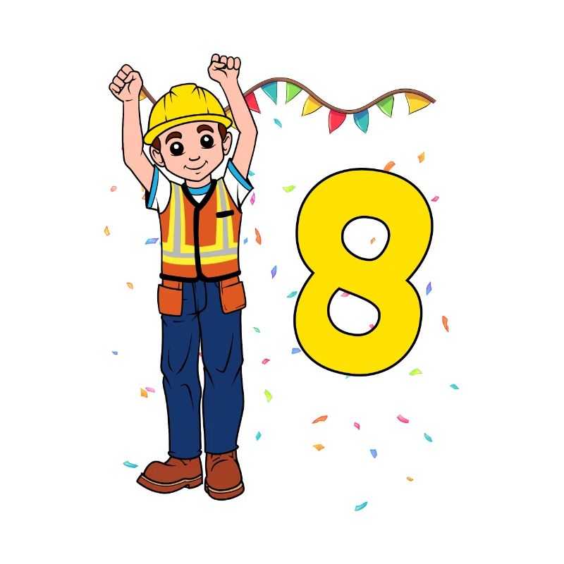 Avec ouvrier de la construction - anniversaire des garçons 8 ans