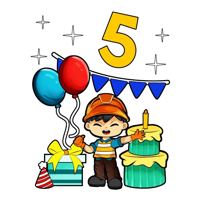 Avec ouvrier de la construction - anniversaire des garçons 5 ans