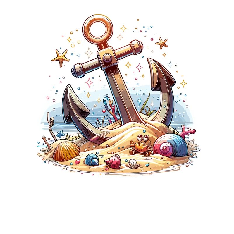 Ancre avec crabe mignon - Motif d’ancre