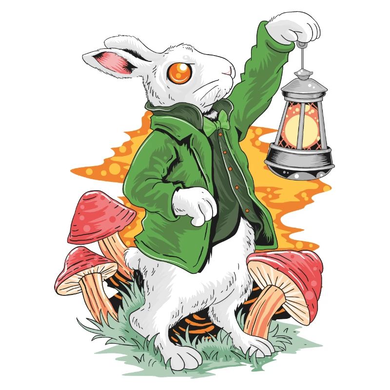 Hase mit Lampe und grünem Jacket