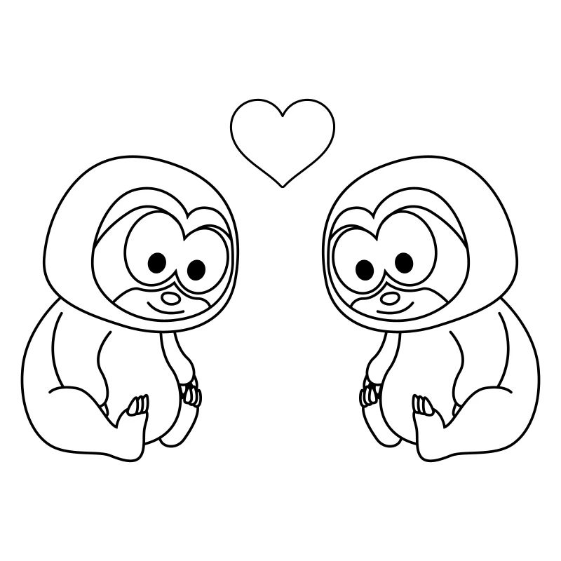Faultier Comic Paar liebe