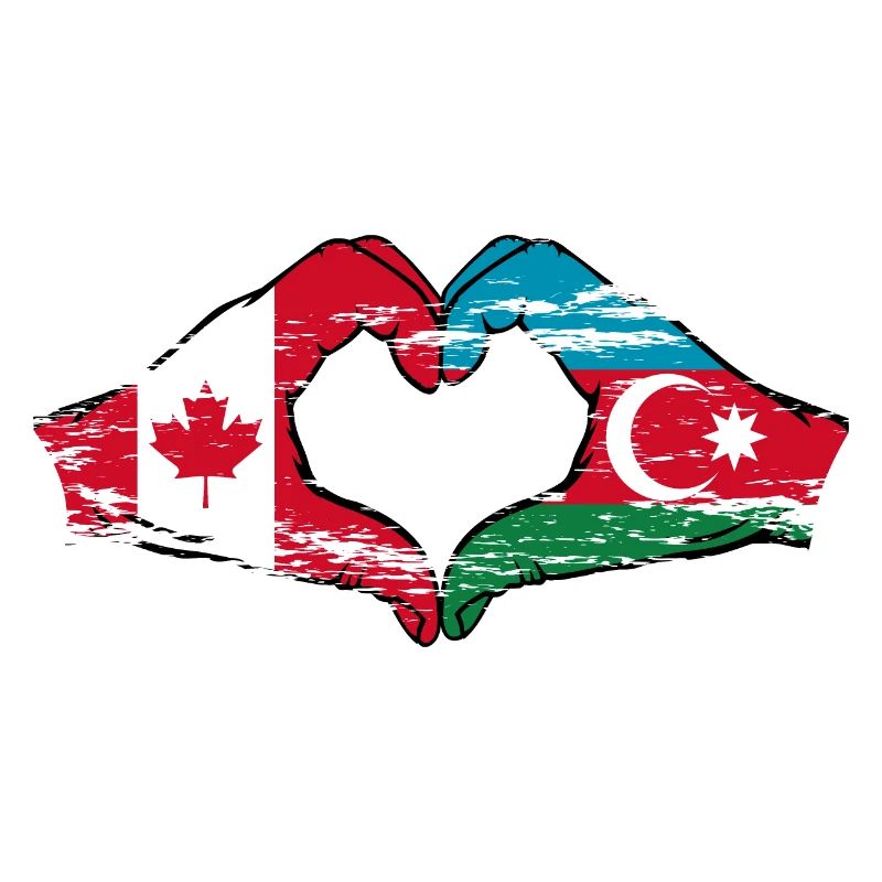 Forme de coeur Canada Azerbaïdjan avec mains utilisées
