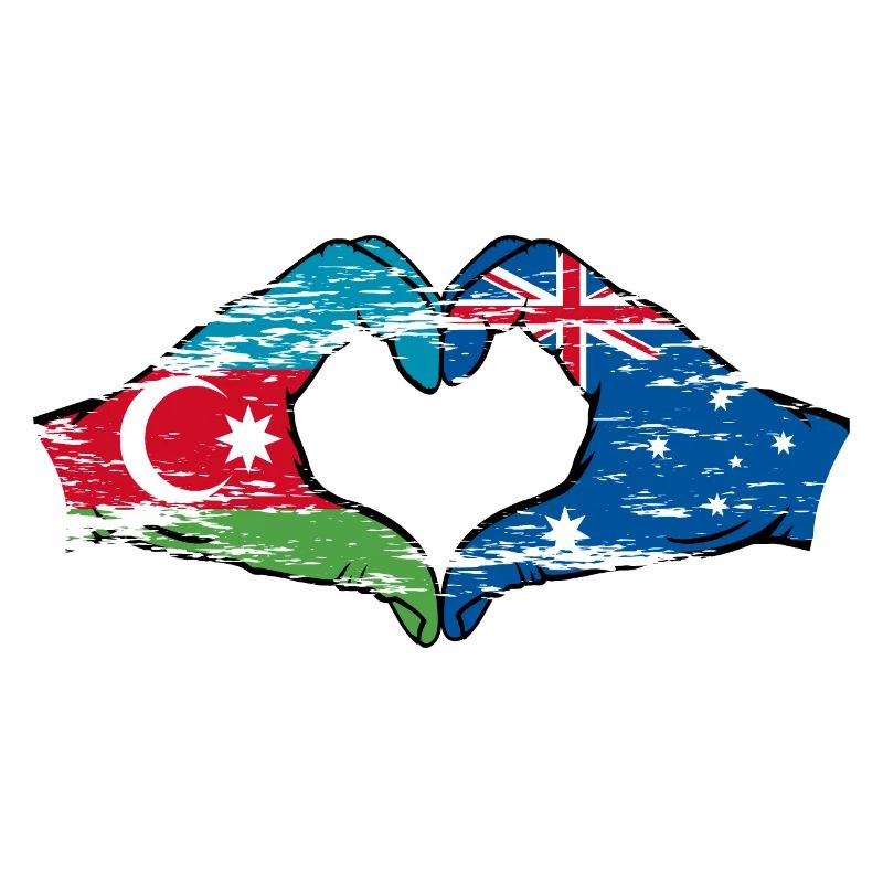 Azerbaïdjan Australie drapeau en forme de coeur utilisé