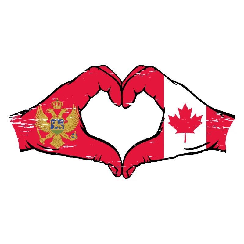 Monténégro Canada drapeau mains forme coeur utilisé