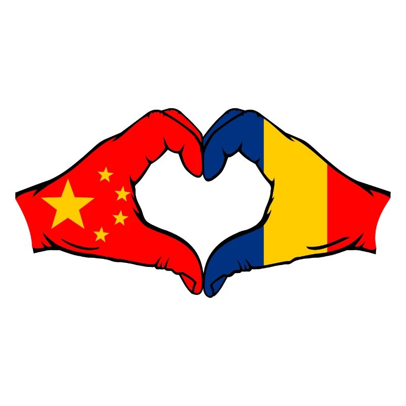 Chine Roumanie Drapeau Coeur Forme