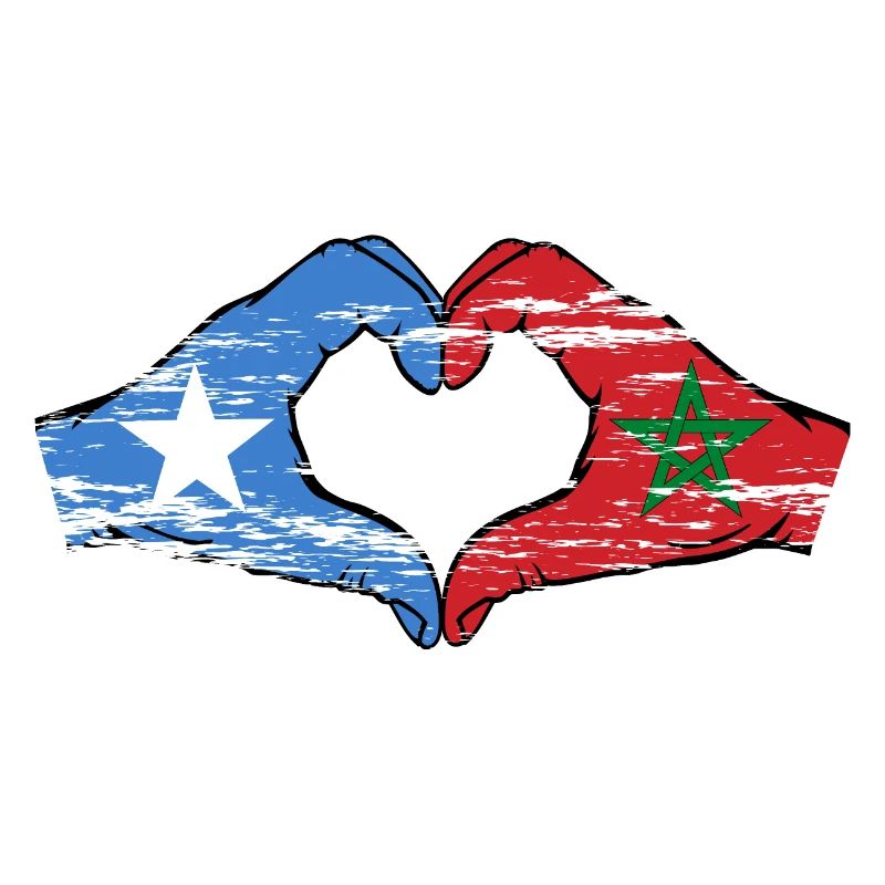 Somalie Maroc Drapeau Mains Coeur Forme Utilisé