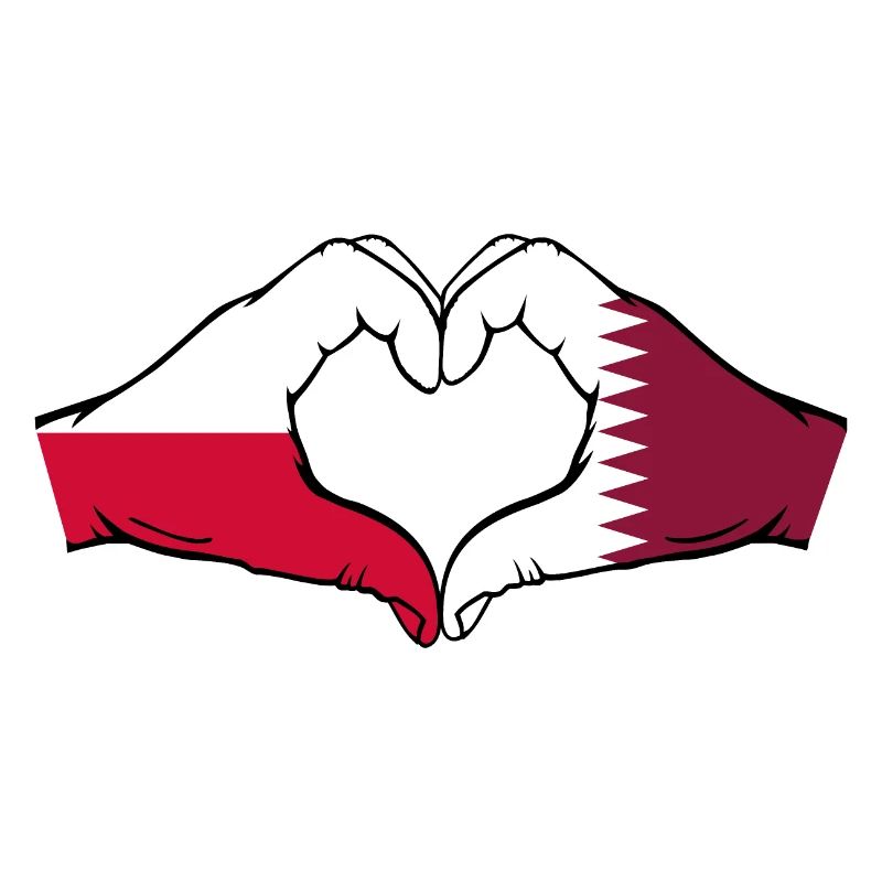 Pologne Qatar drapeau mains coeur