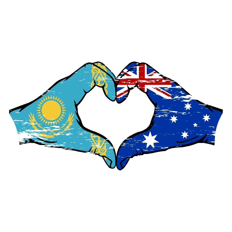 Kazakhstan Australie drapeau mains forme de coeur utilisé