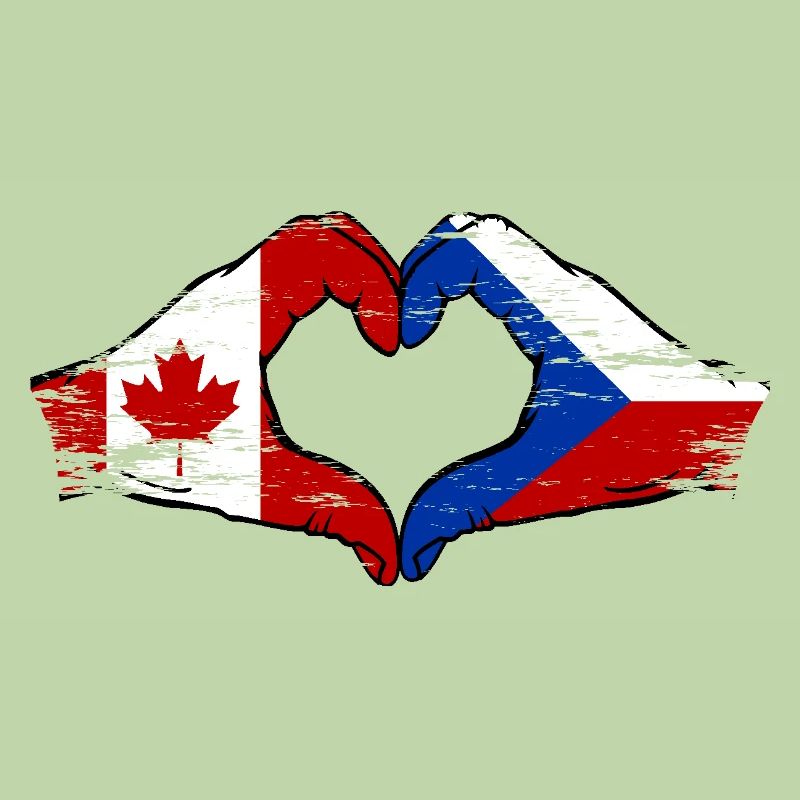 Canada République tchèque drapeau mains forme de coeur utilisé