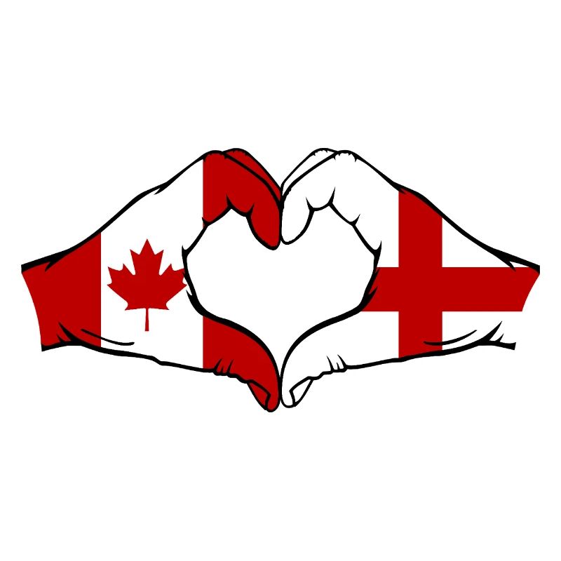 Canada Angleterre Drapeau Mains Coeur Forme