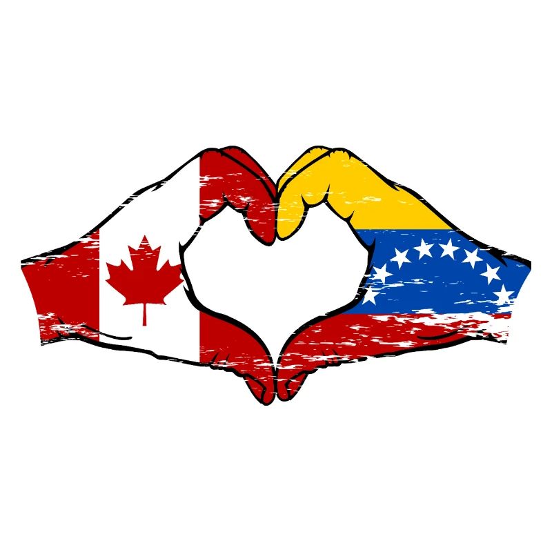 Canada Venezuela drapeau mains forme de coeur utilisé