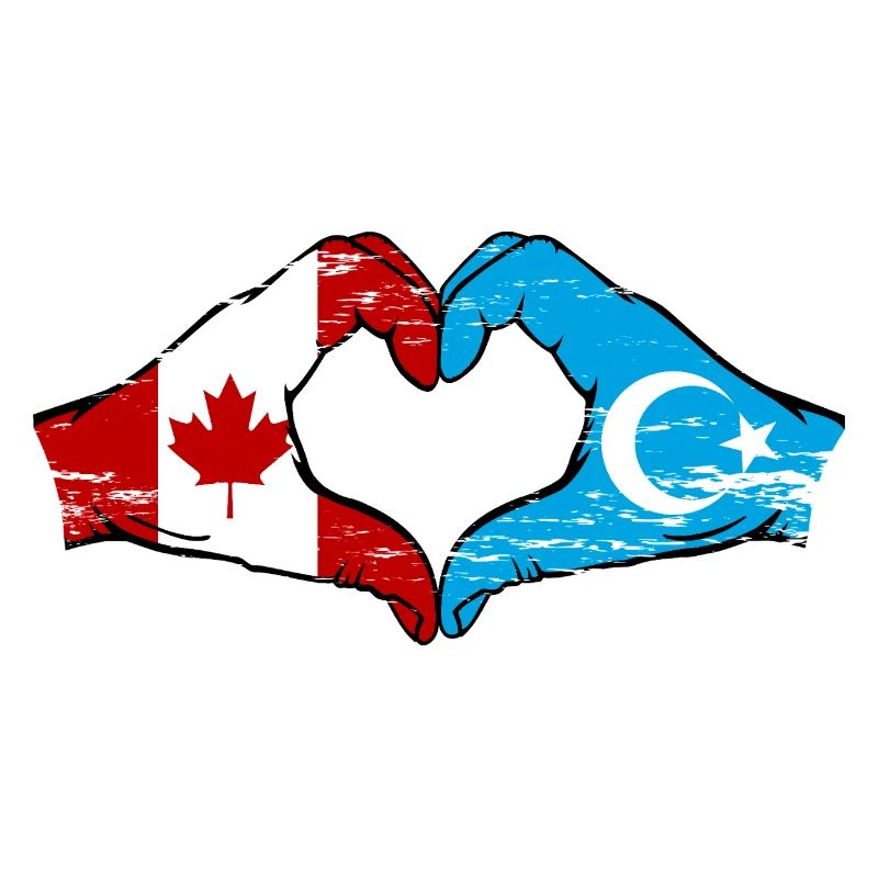 Canada Drapeau ouïghour mains forme de coeur utilisé
