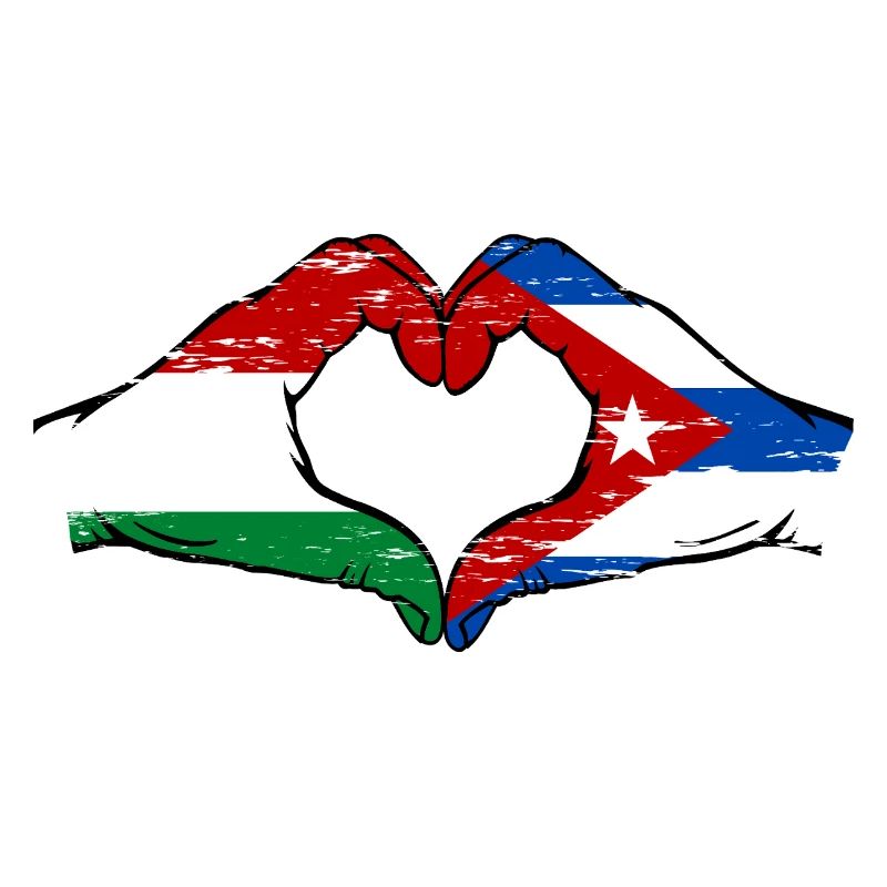 Hongrie Cuba Drapeau Mains Coeur Forme Utilisé